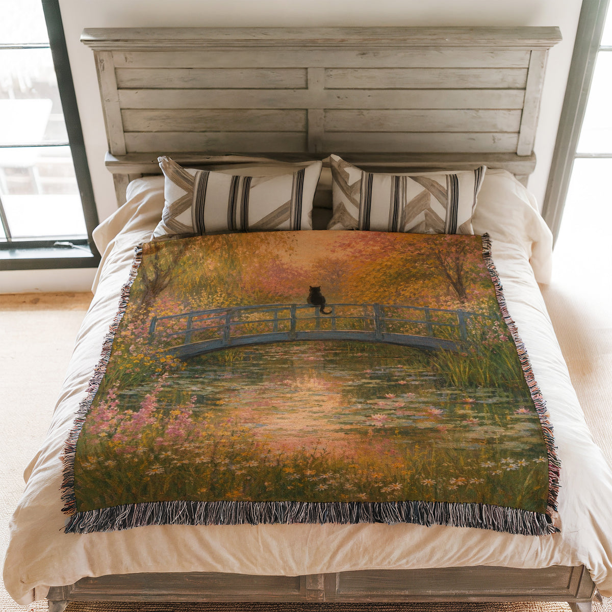 Sunset Bridge Black Cat Blanket