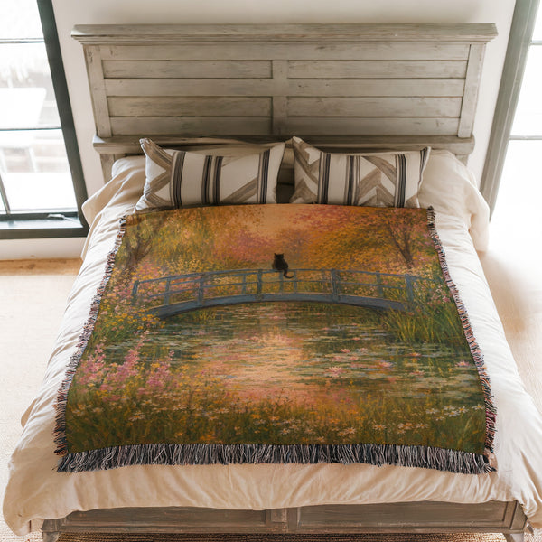 Sunset Bridge Black Cat Blanket