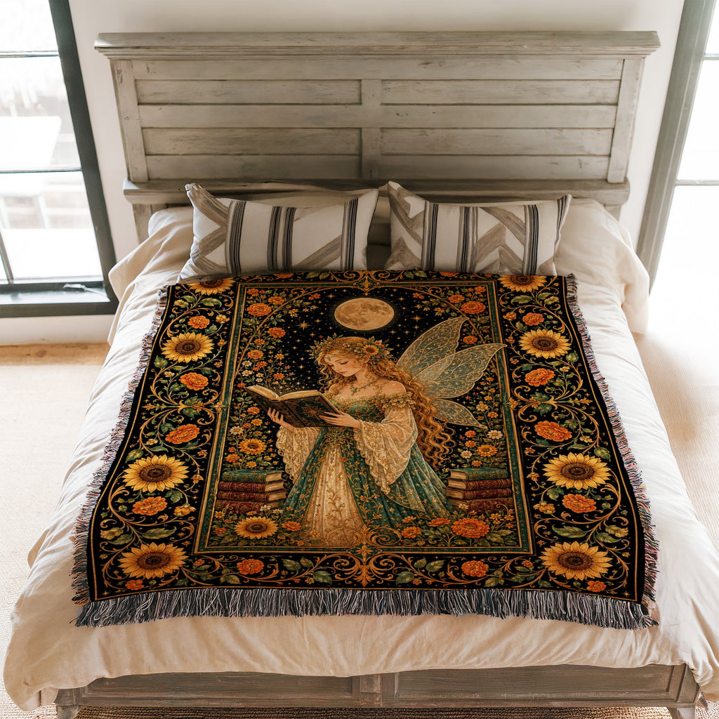 Sunflower Moon Fairy Reader Blanket