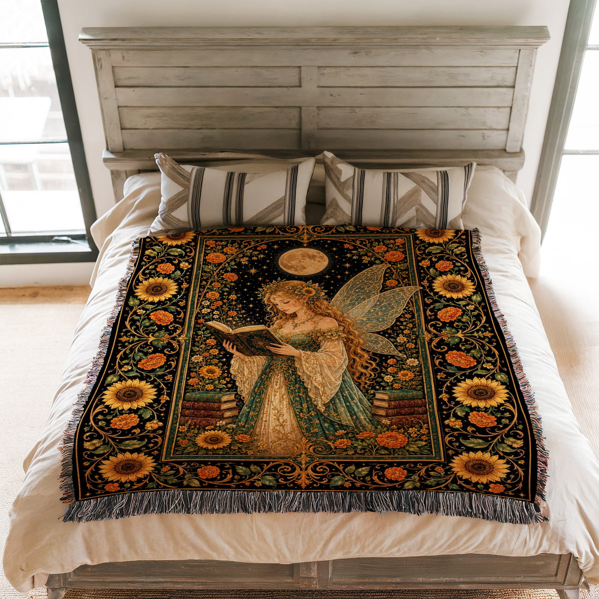Sunflower Moon Fairy Reader Blanket