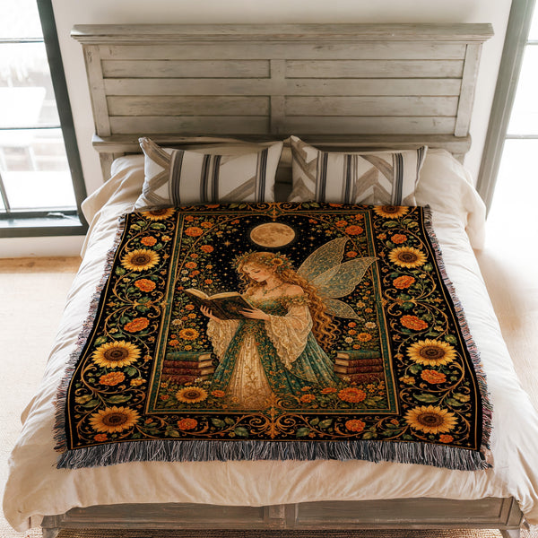 Sunflower Moon Fairy Reader Blanket