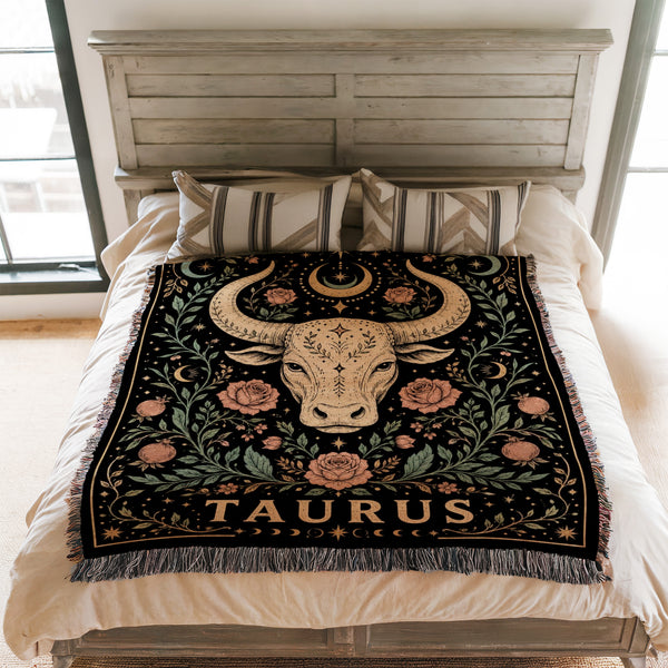 Taurus Floral Bull Zodiac Blanket