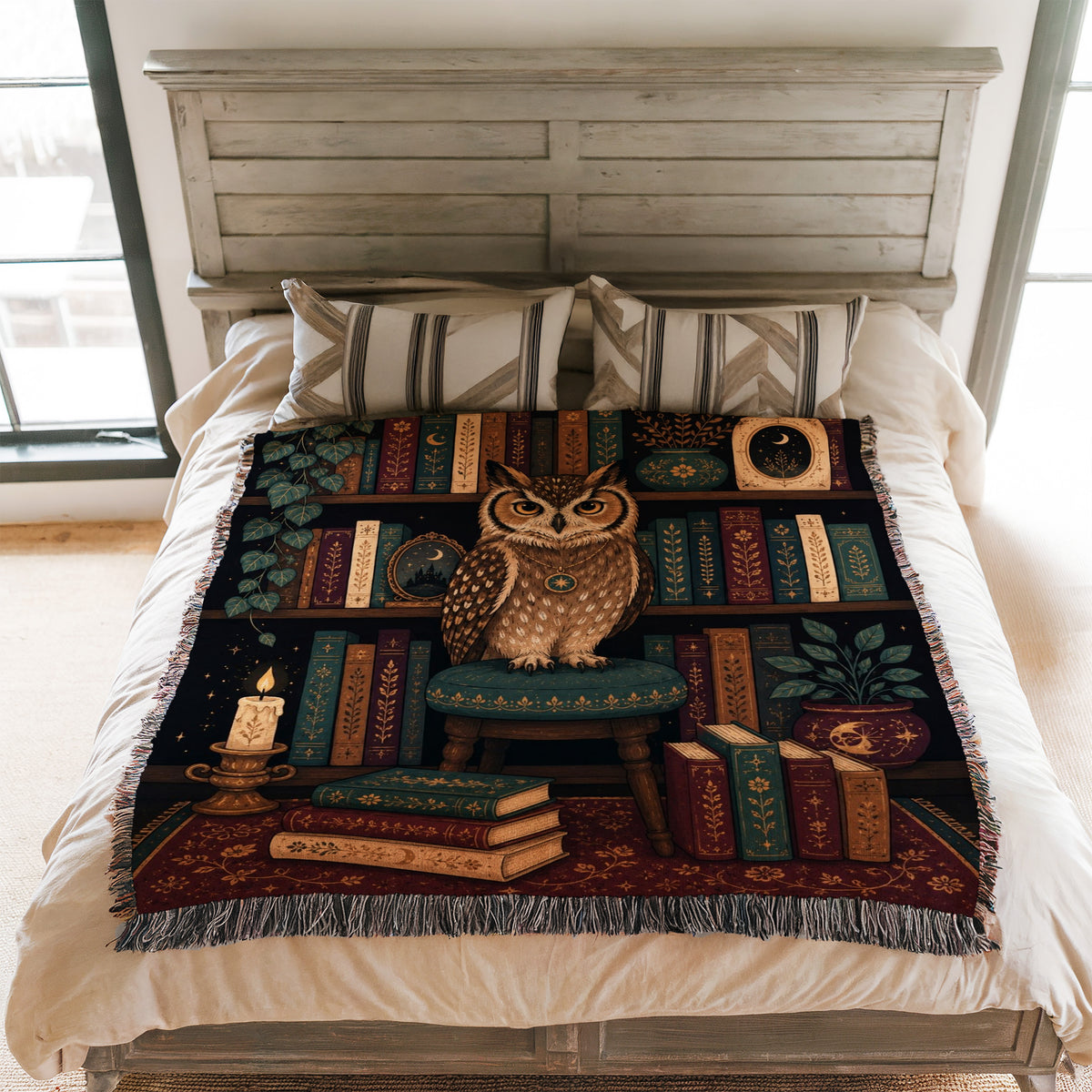 Owl of the Celestial Library Blanket