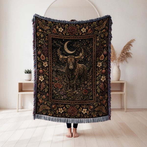 Taurus Moonlit Bull Zodiac Blanket