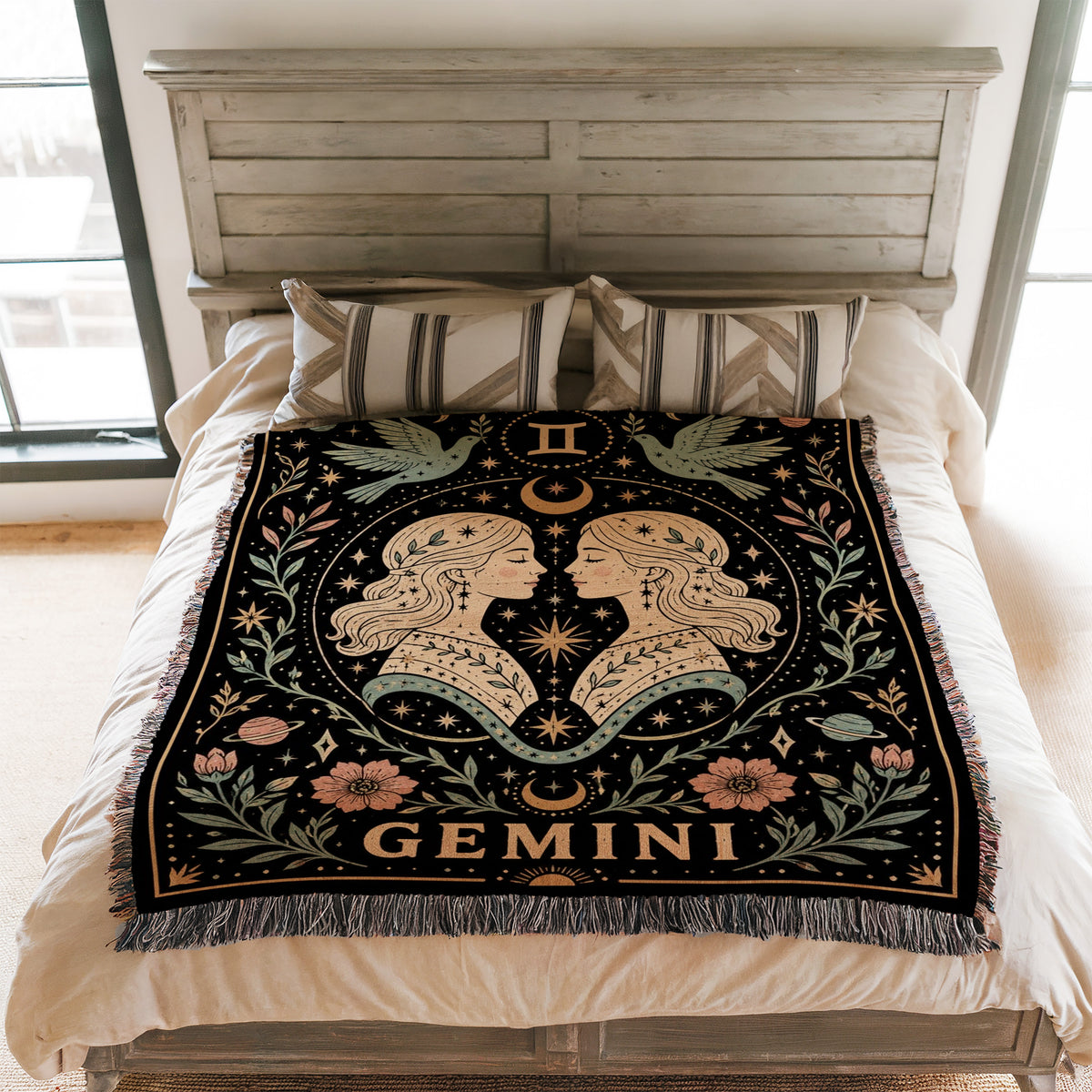 Gemini Celestial Twins Zodiac Blanket