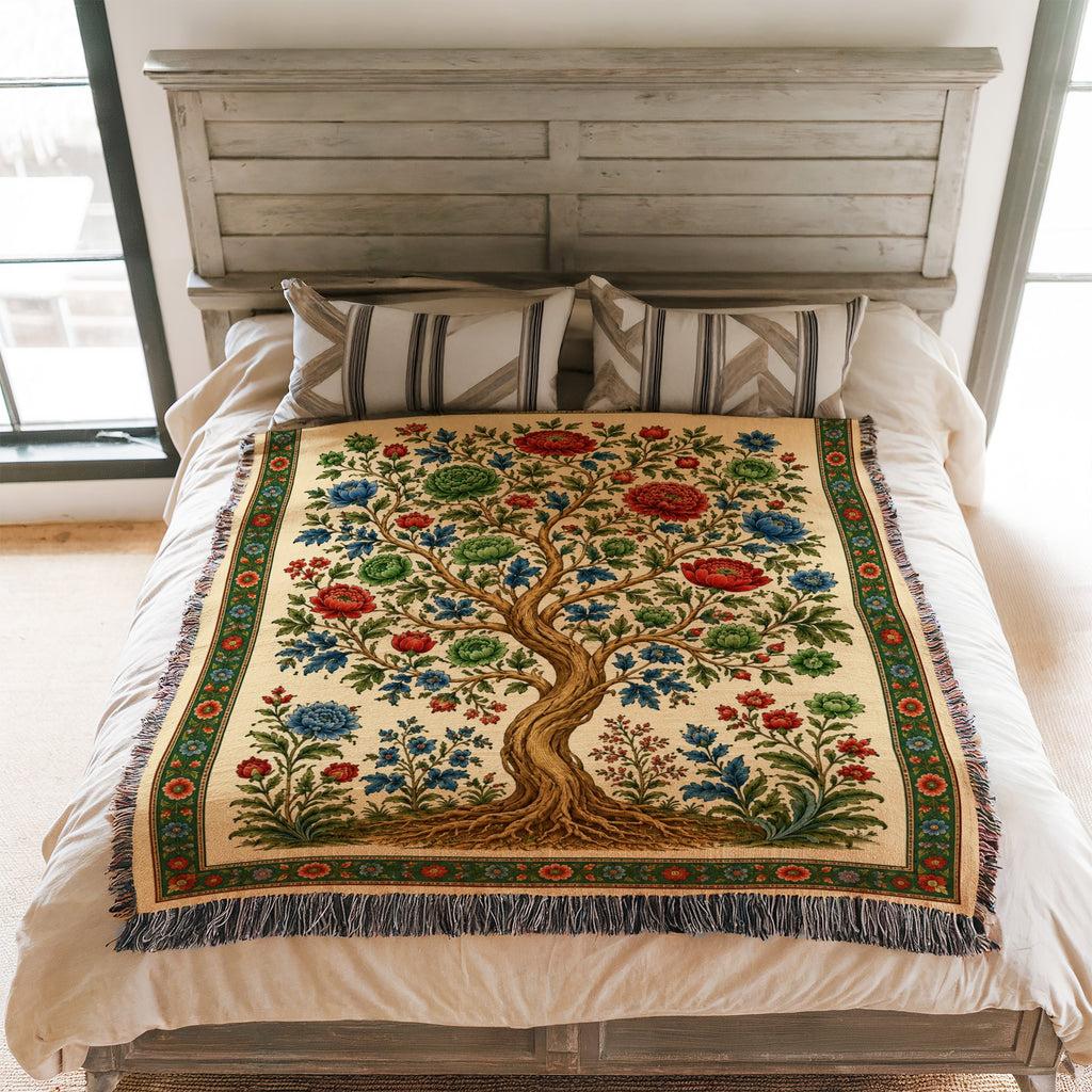 Verdant Bloom Tree Blanket