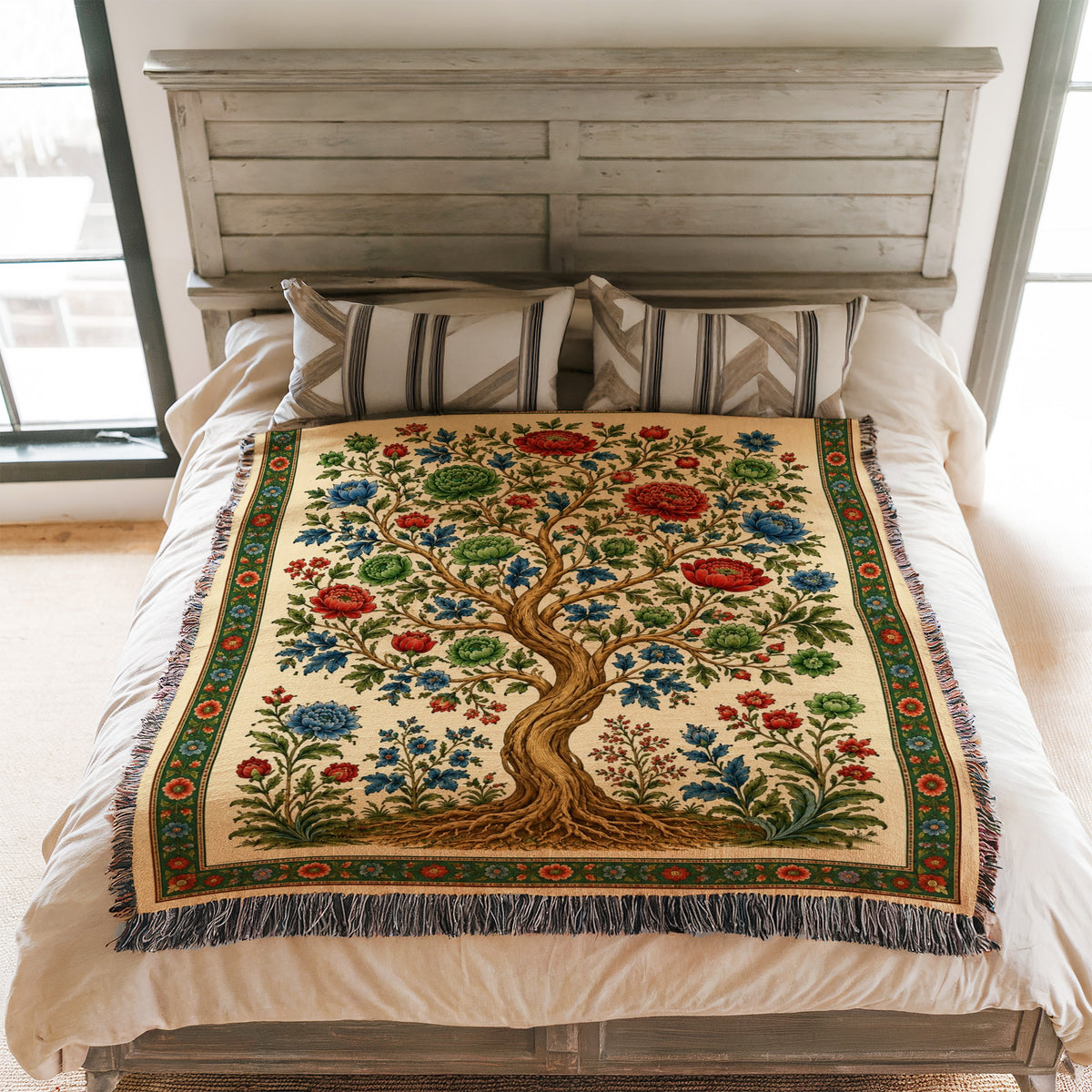 Verdant Bloom Tree Blanket