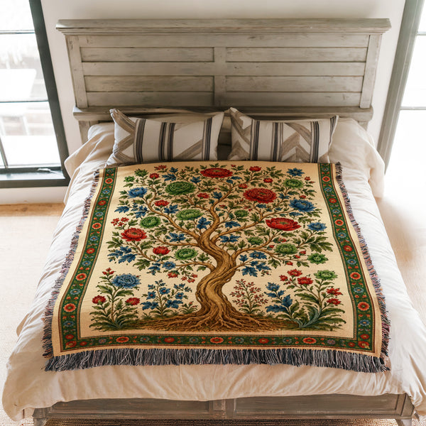 Verdant Bloom Tree Blanket