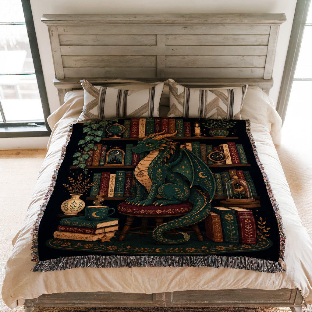 Emerald Dragon Celestial Library Blanket