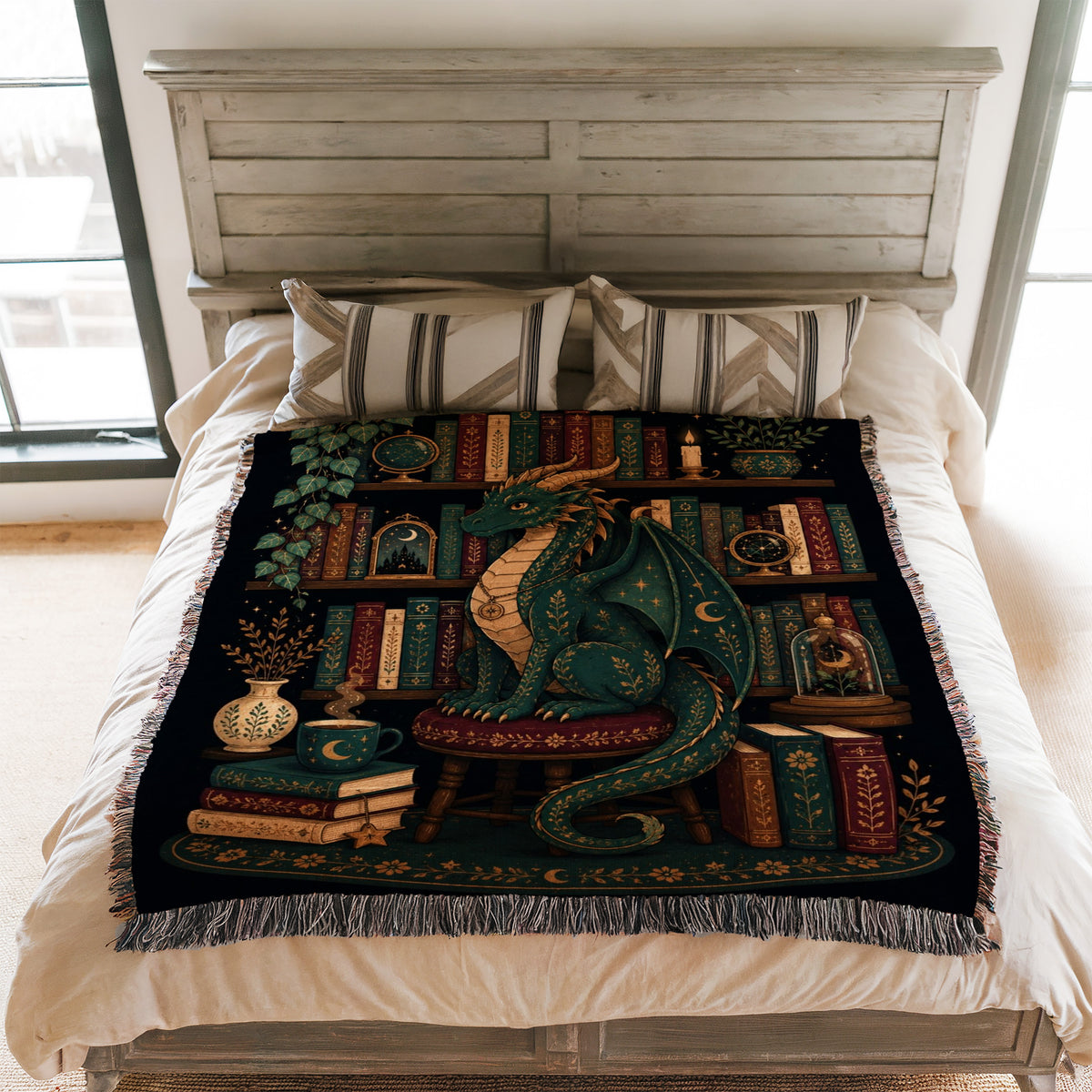 Emerald Dragon Celestial Library Blanket