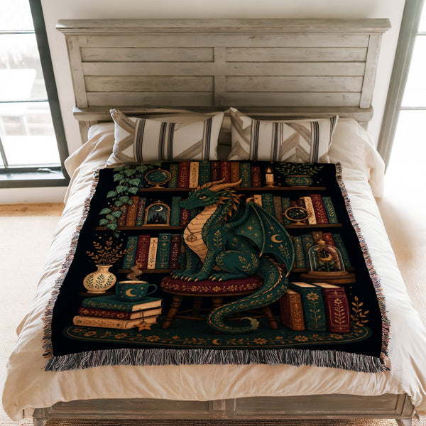 Emerald Dragon Celestial Library Blanket
