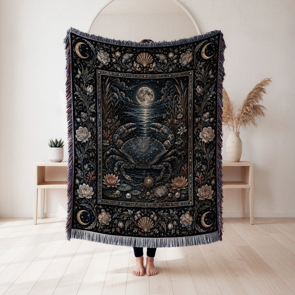Cancer Moonlit Crab Zodiac Blanket