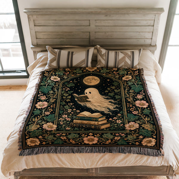 Moonlit Botanical Ghost Reader Blanket