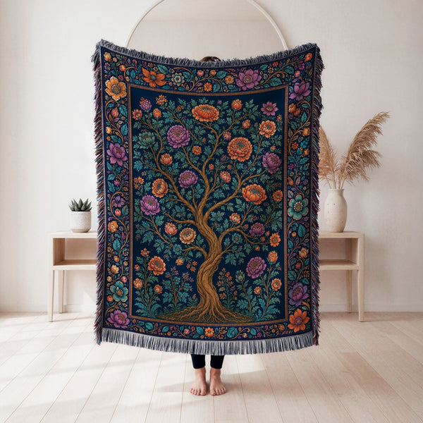 Midnight Bloom Tree Blanket