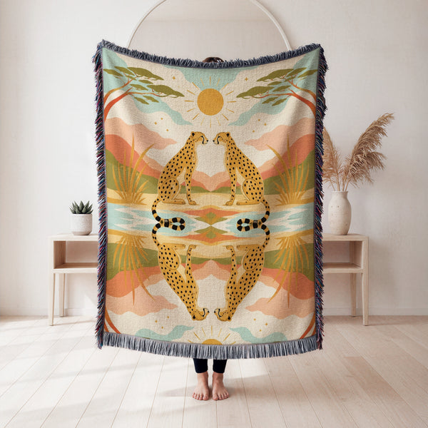Sunset Cheetah Reflection Blanket