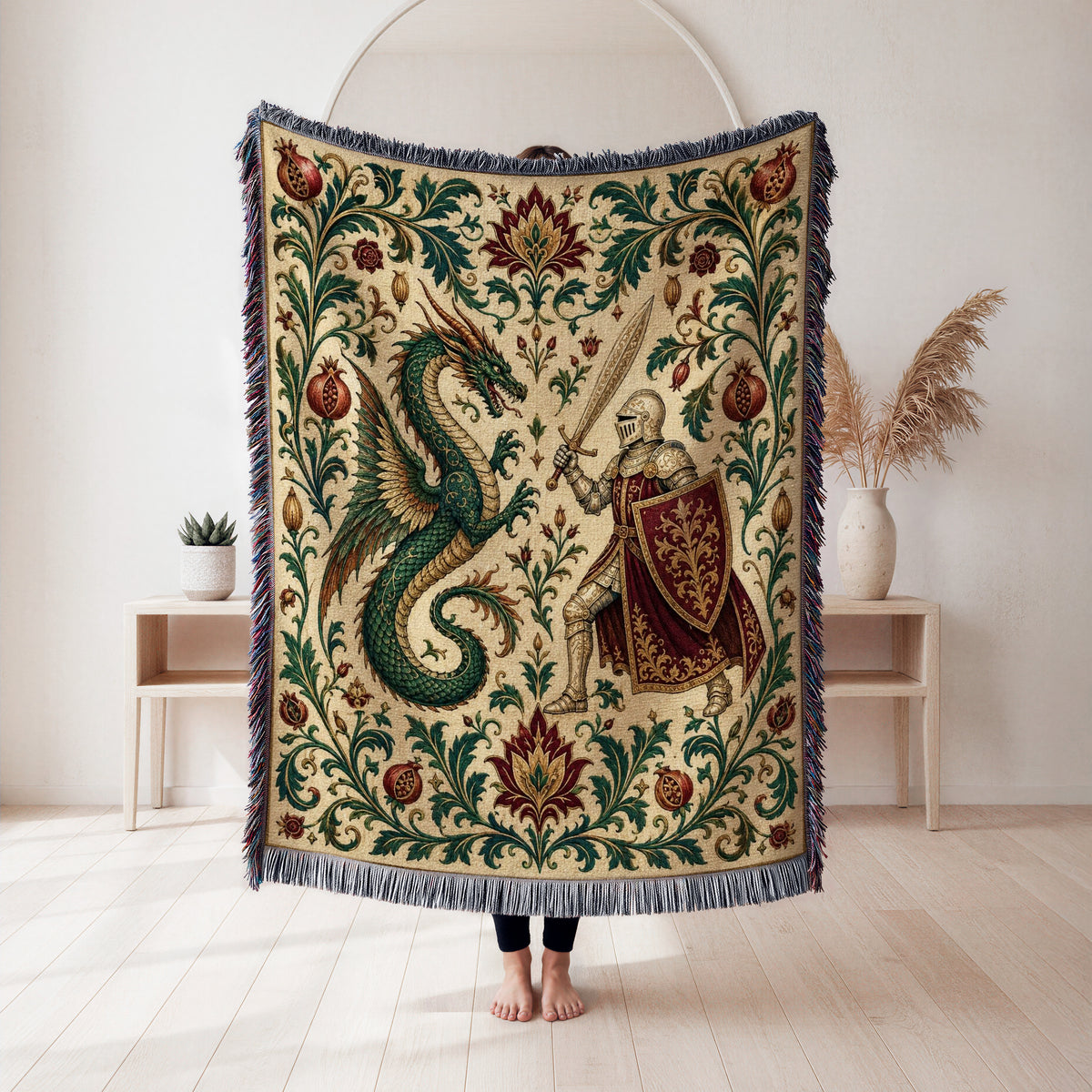 The Pomegranate Knight & Dragon Blanket