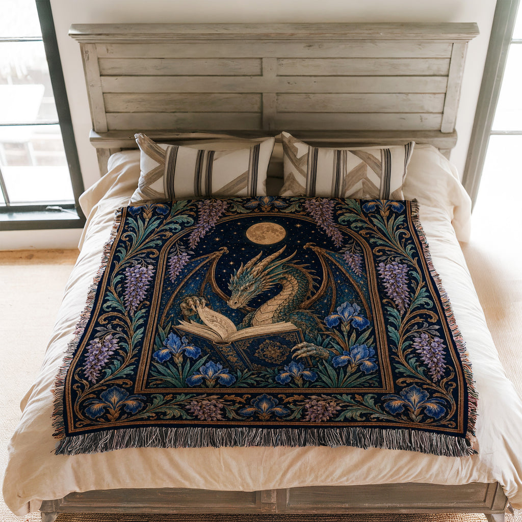 Moonlit Iris Dragon Reader Blanket