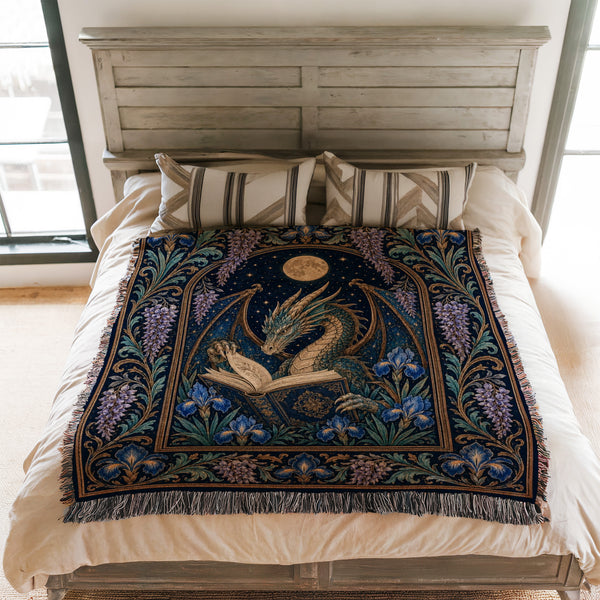 Moonlit Iris Dragon Reader Blanket