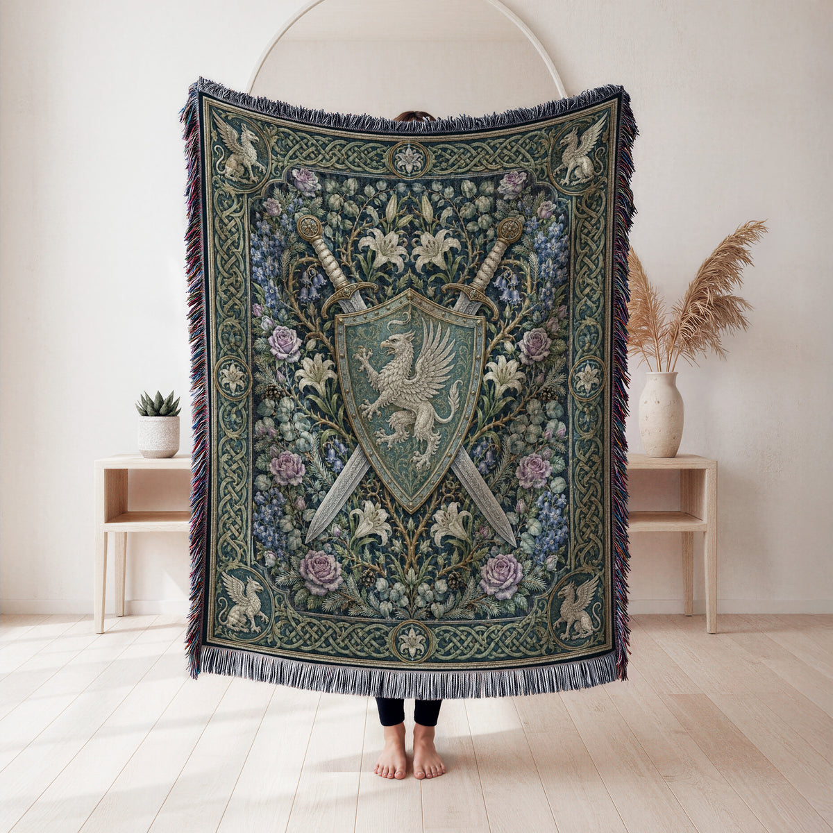 The Griffin Shield Tapestry Blanket