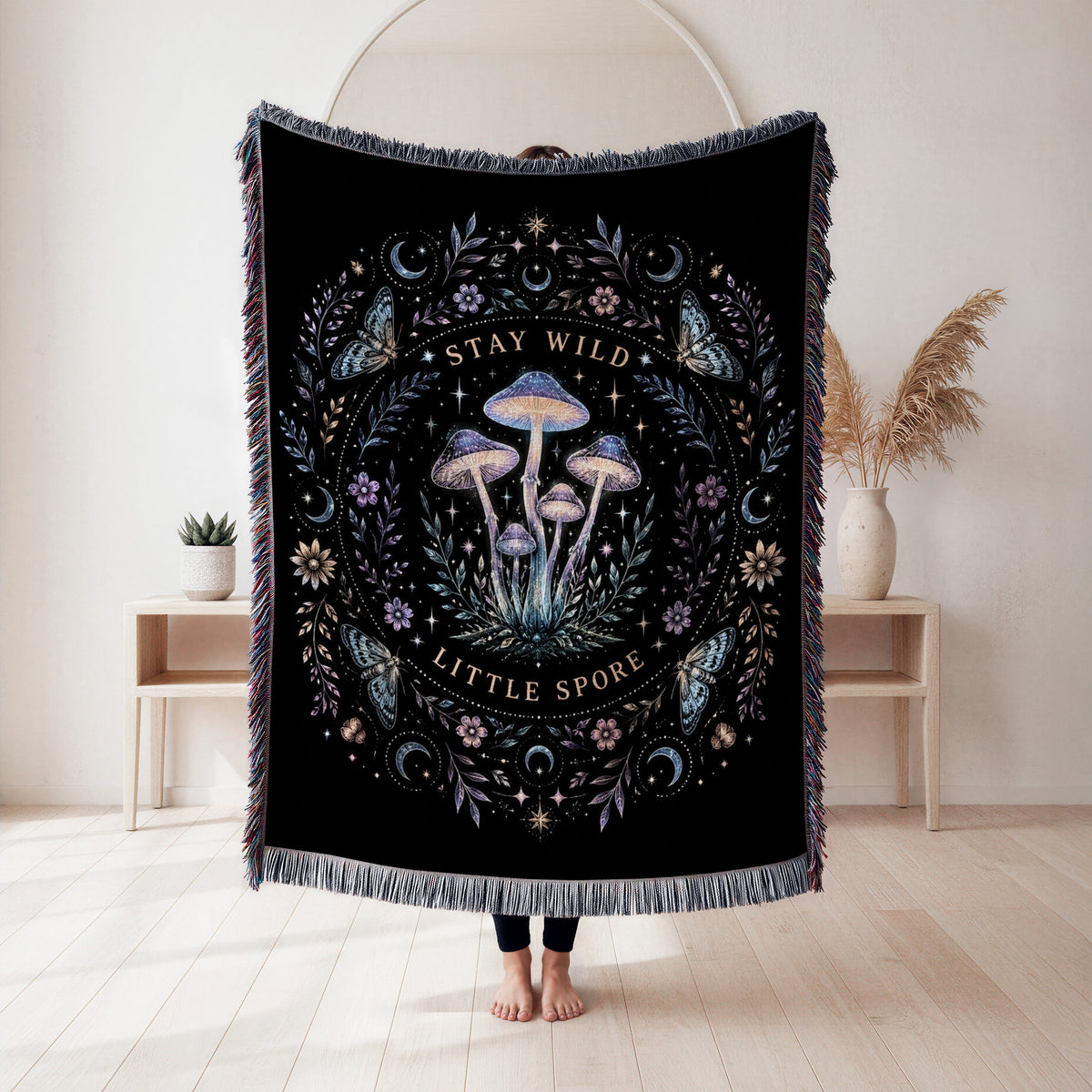Stay Wild Little Spore Mushroom Blanket