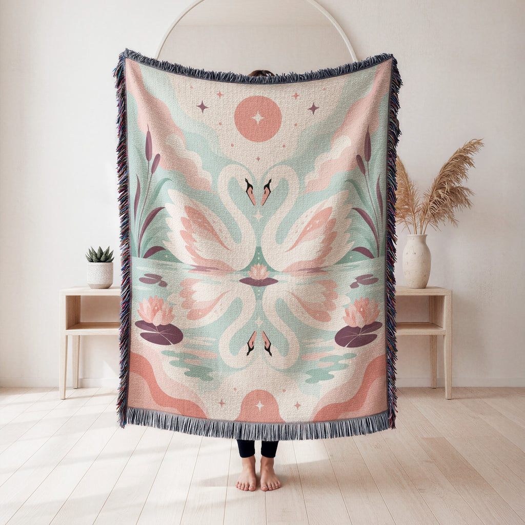 Blush Swan Reflection Blanket
