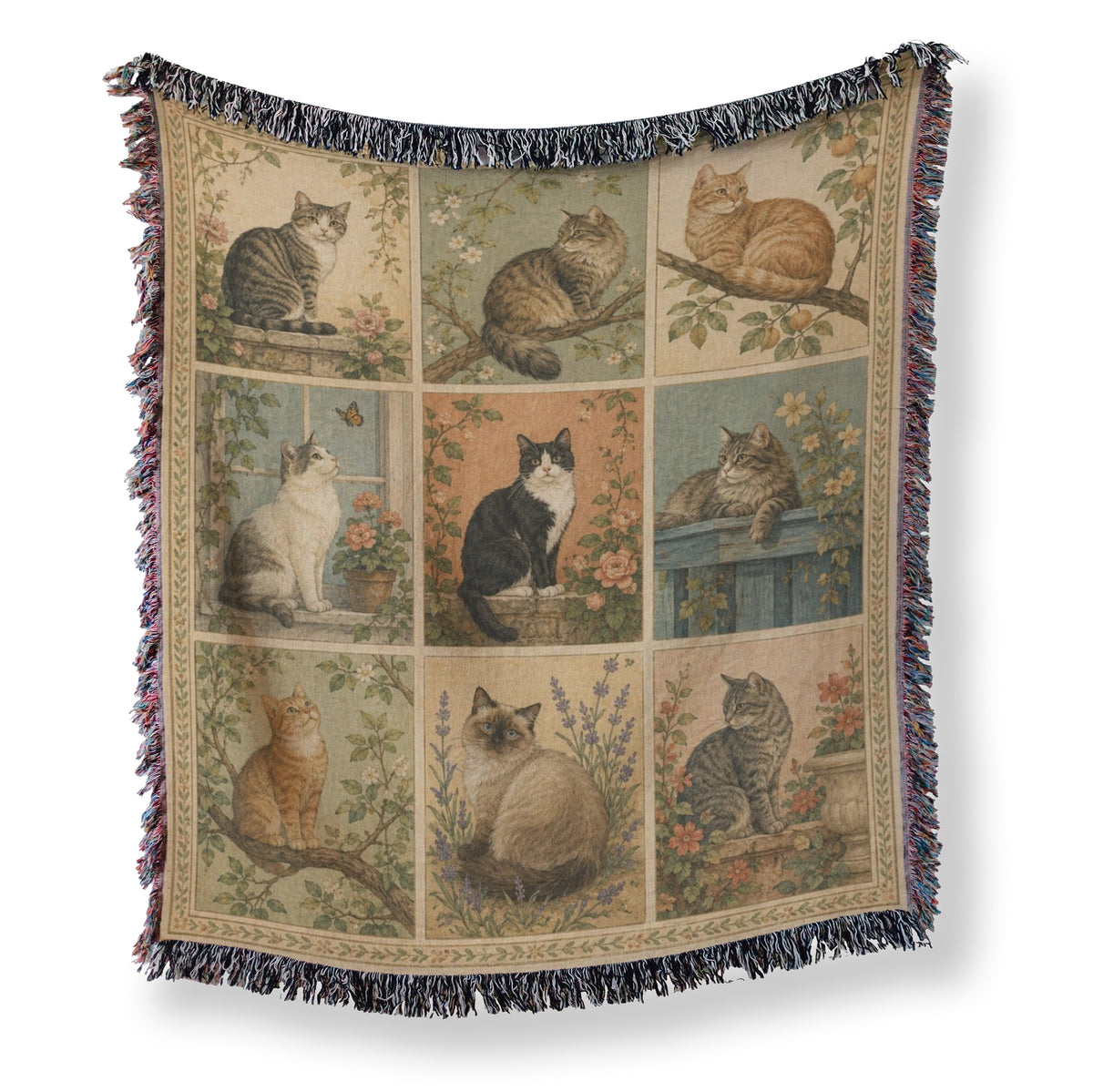 Vintage Garden Cats Blanket