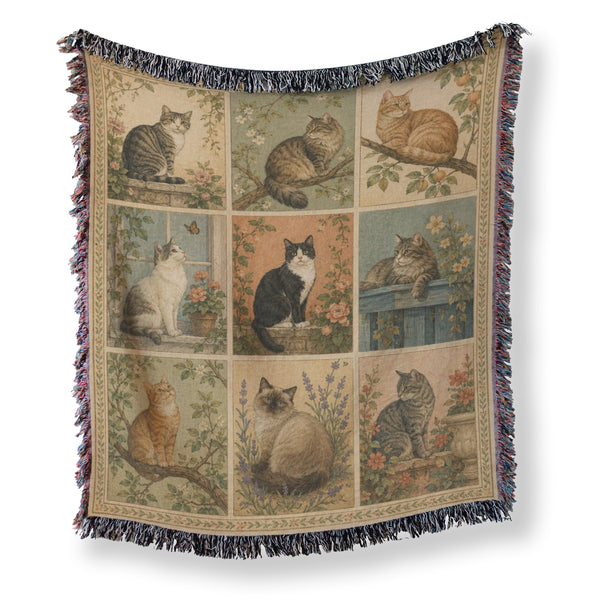 Vintage Garden Cats Blanket
