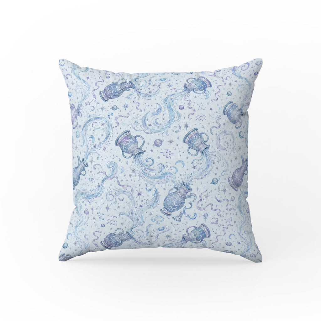 Aquarius Waters – Blue Zodiac Pattern Pillow