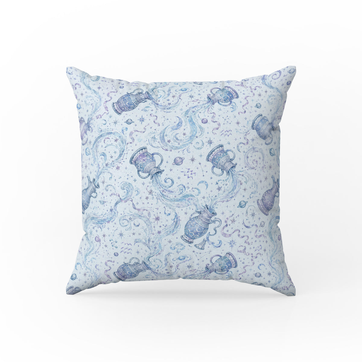 Aquarius Waters – Blue Zodiac Pattern Pillow
