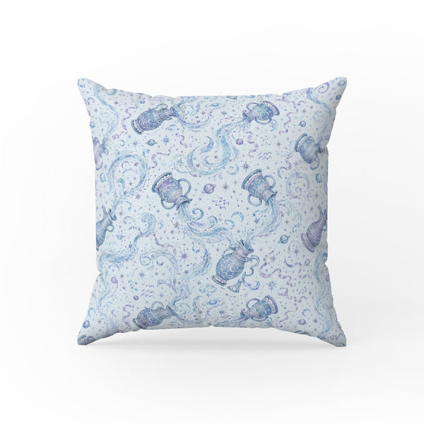 Aquarius Waters – Blue Zodiac Pattern Pillow