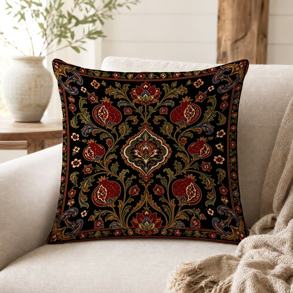 The Pomegranate Court – Ornate Botanical Pillow