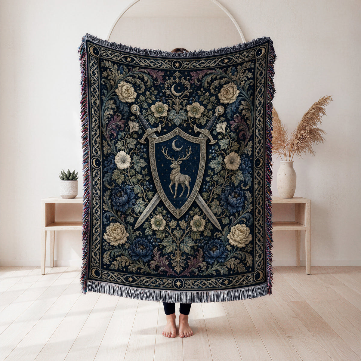 The Moonlit Stag Shield Blanket