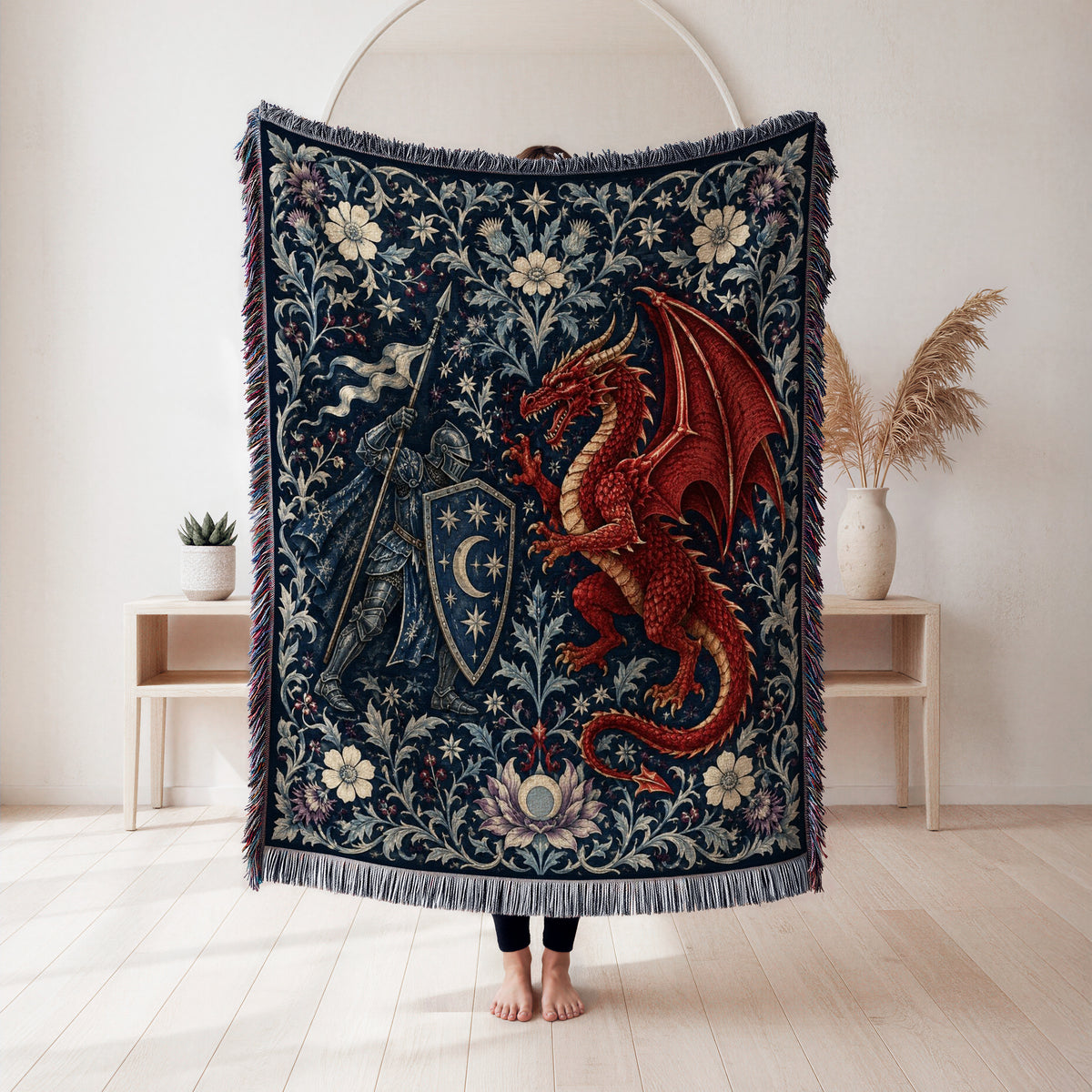 The Crimson Moon Dragon Duel Blanket
