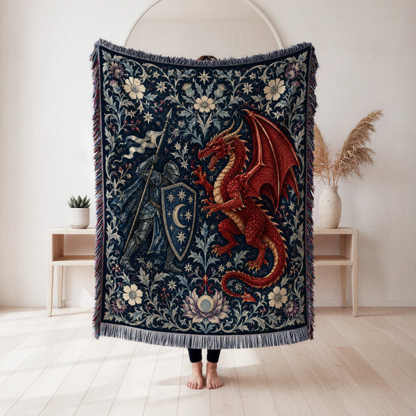 The Crimson Moon Dragon Duel Blanket