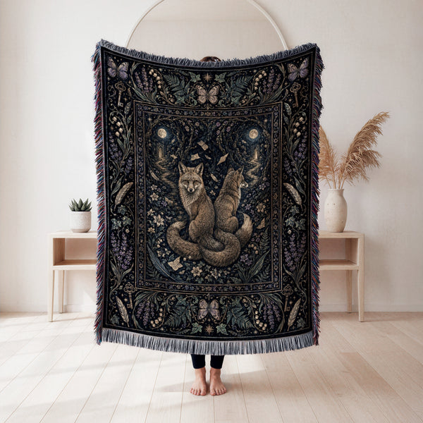 Gemini Twin Foxes Zodiac Blanket