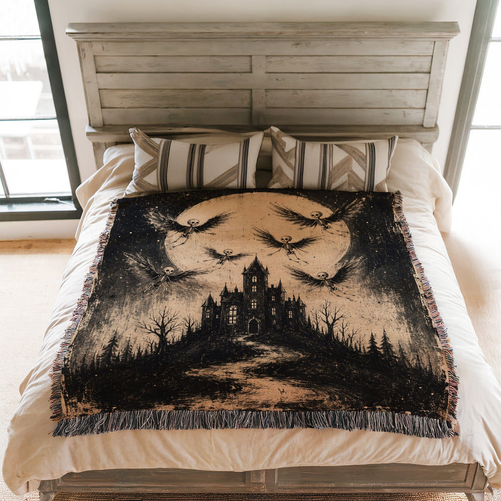 Winged Skeletons of the Moonlit Keep Blanket