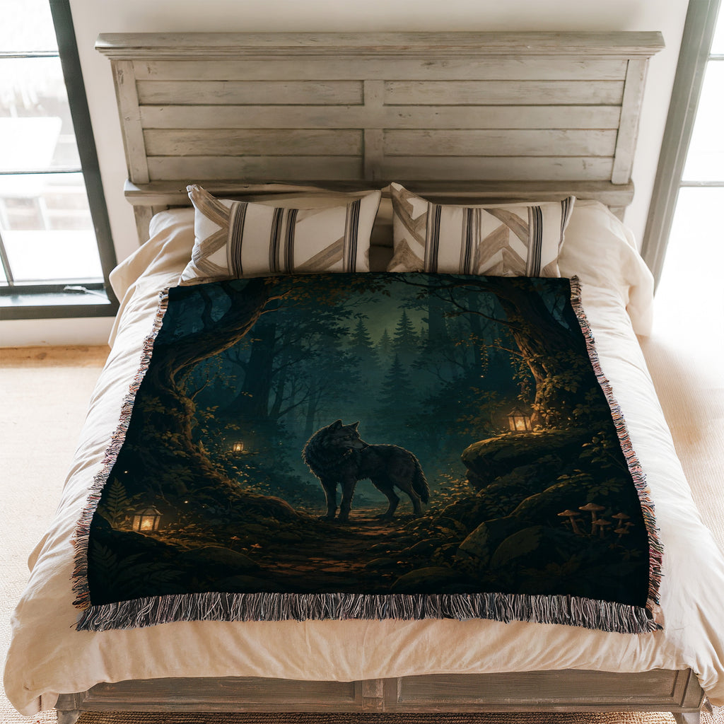 Enchanted Forest Wolf Blanket