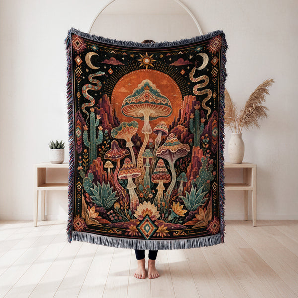 Desert Sun Mushroom Garden Blanket