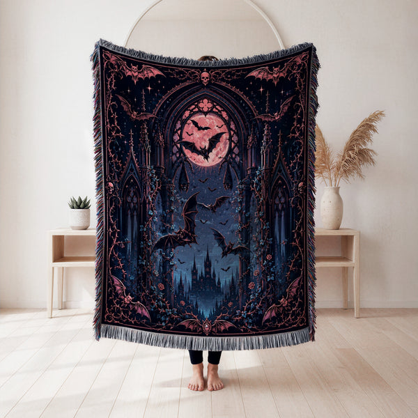 Bats Beneath the Rose Moon Blanket