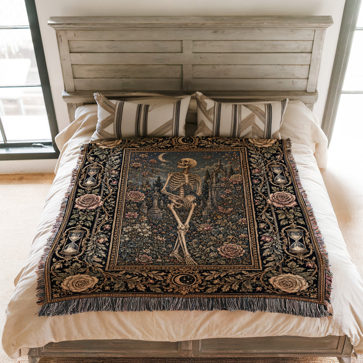 Skeleton in the Midnight Garden Blanket