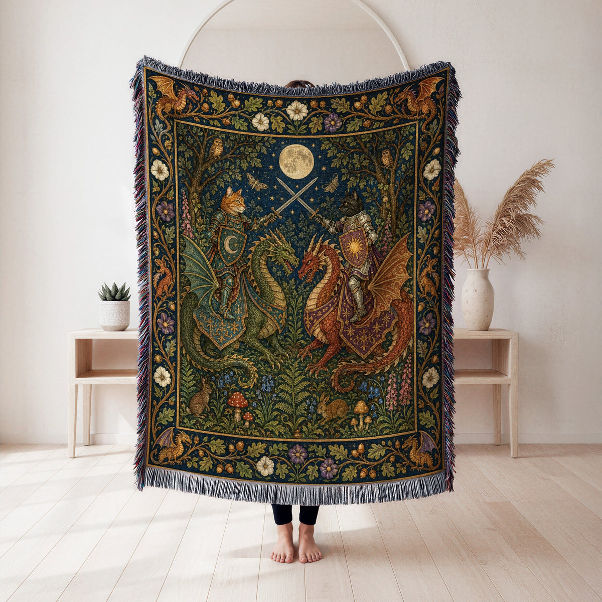 The Moonlit Dragon Riders Blanket