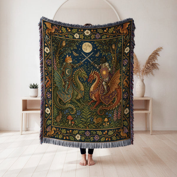The Moonlit Dragon Riders Blanket