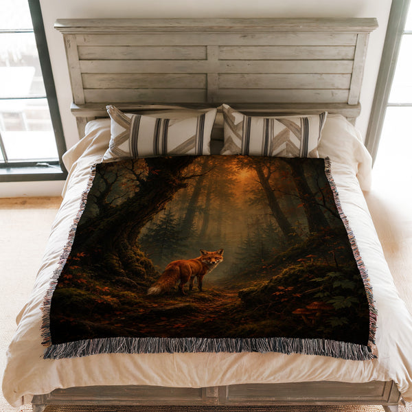 Autumn Forest Fox Blanket