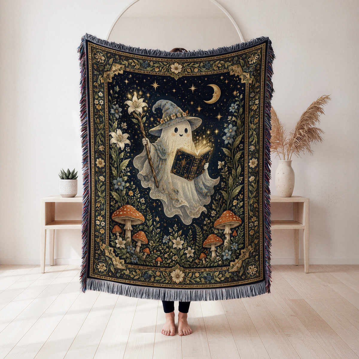Moonlit Ghost Wizard Reader Blanket