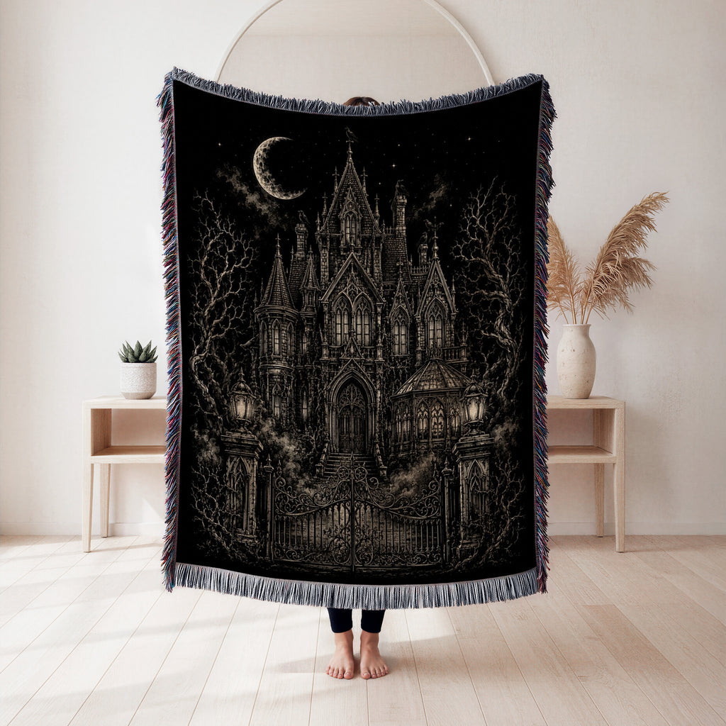 Moonlit Gothic Manor Blanket