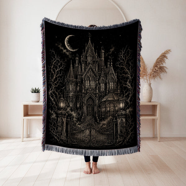 Moonlit Gothic Manor Blanket