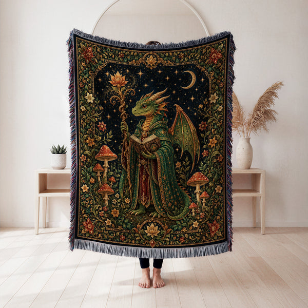 Emerald Dragon Wizard Reader Blanket