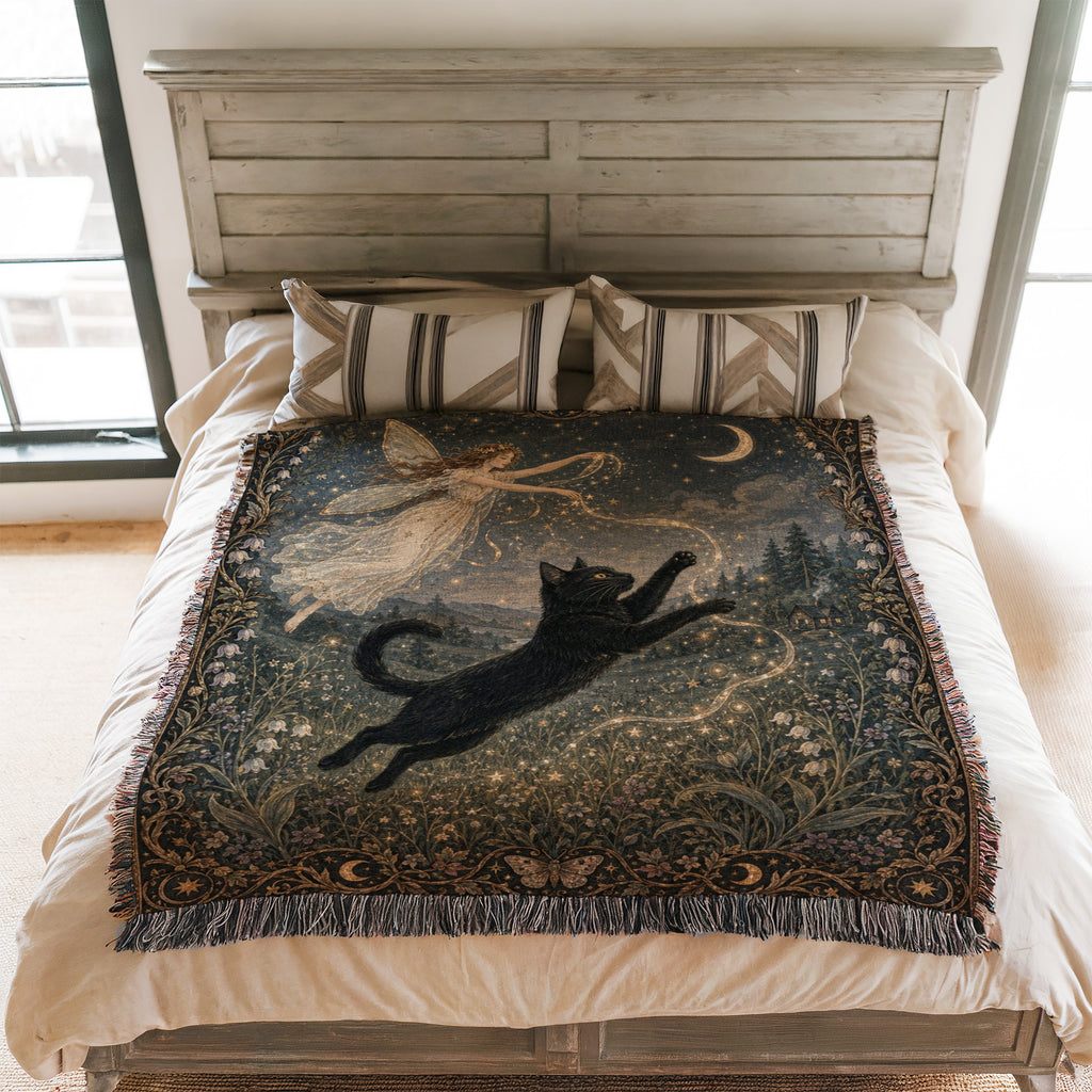 Black Cat Starlight Fairy Blanket