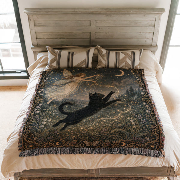 Black Cat Starlight Fairy Blanket