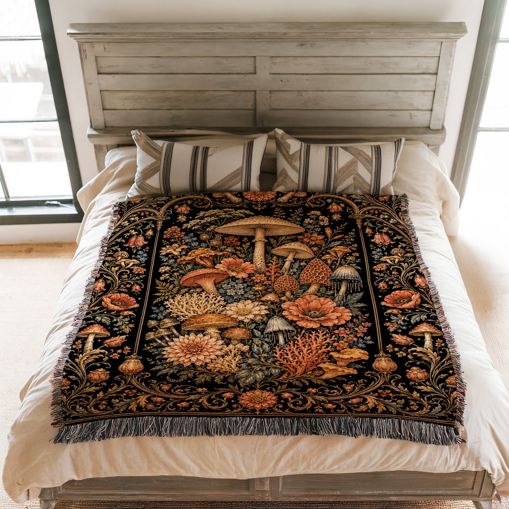 Enchanted Mushroom Garden Blanket